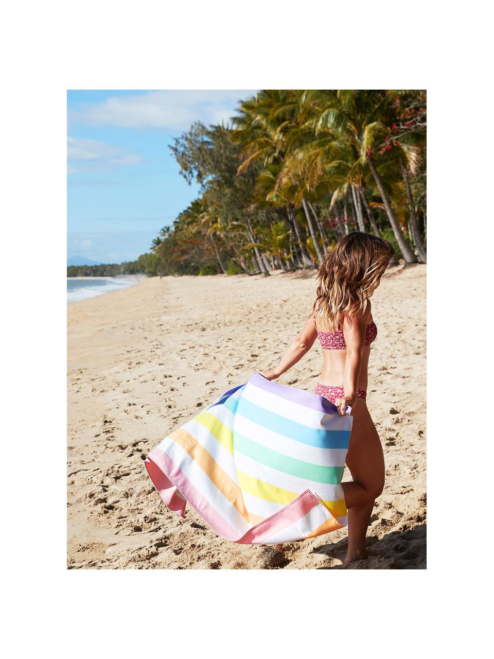 Plážový uterák z mikrovlákna Summer, rýchloschnúci, Mikrovlákno (80 % polyester, 20 % polyamid), Viacfarebná, biela, Š 90, D 200 cm