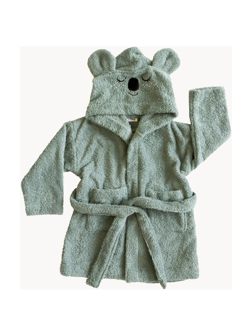 Albornoz infantil Koala, tallas diferentes, 100% algodón ecológico con certificado GOTS, Verde azulado, An 36 x L 48 cm