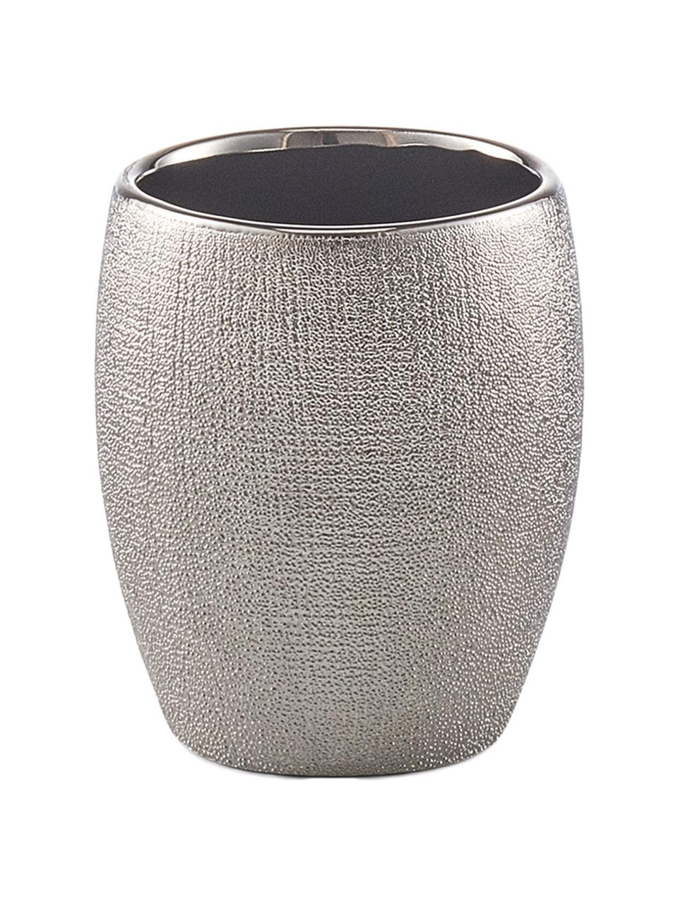 Vaso cepillo de dientes Glitter, Gres, Gris plata, Ø 7 x Al 10 cm