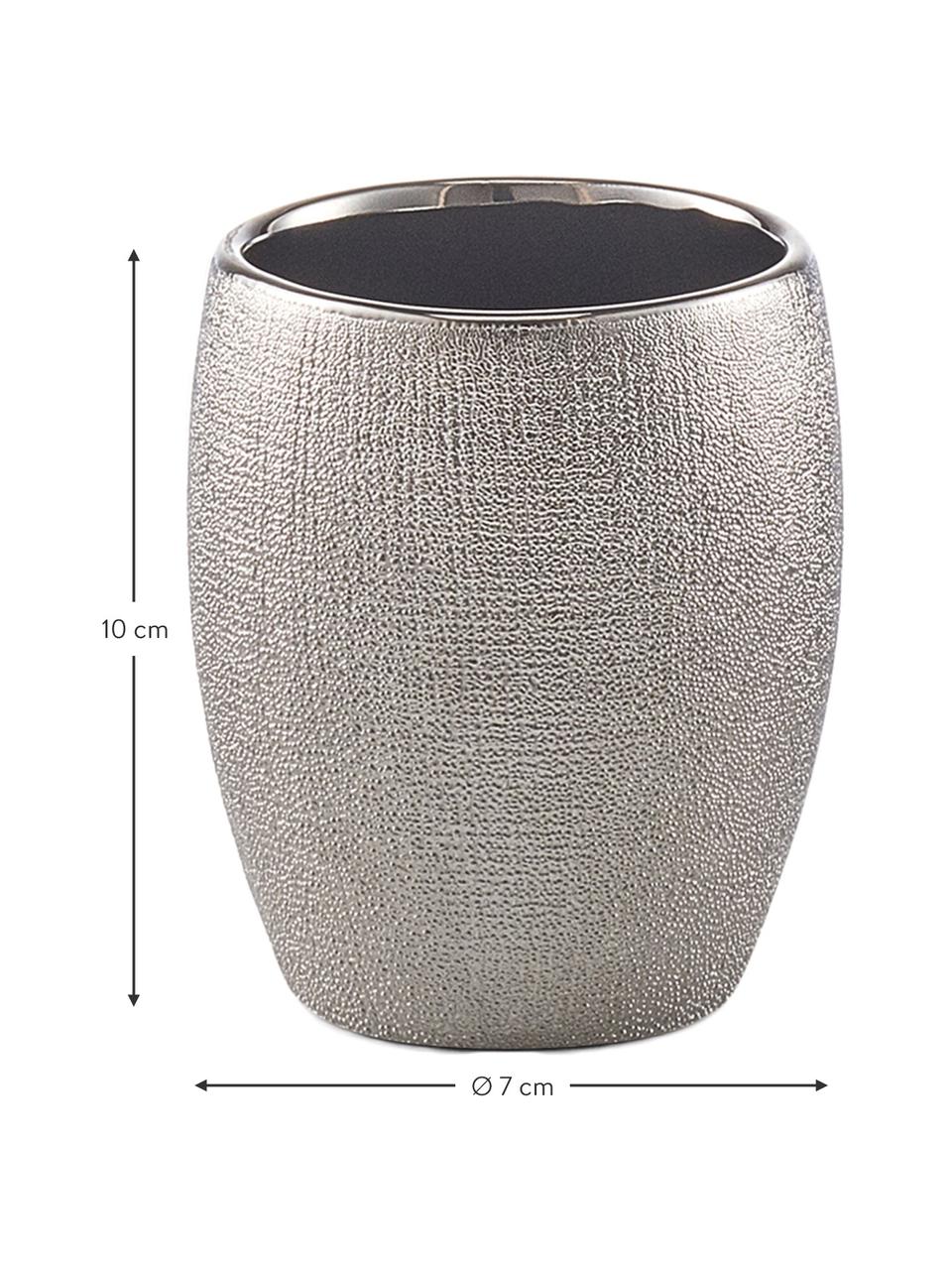 Vaso cepillo de dientes Glitter, Gres, Gris plata, Ø 7 x Al 10 cm