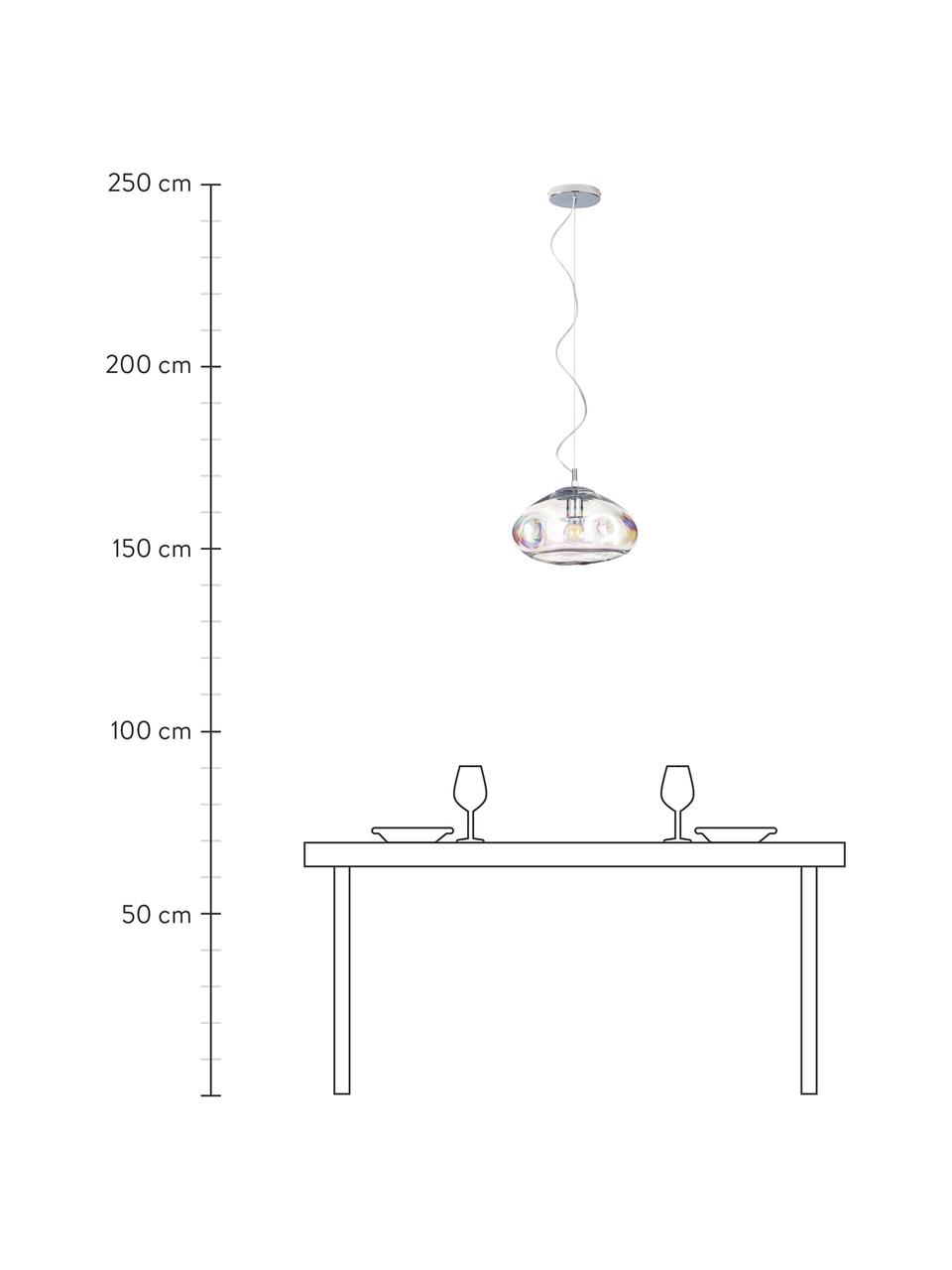 Závesná lampa z dúhového skla Amora, Dúhová, chrómová, Ø 35 x V 20 cm