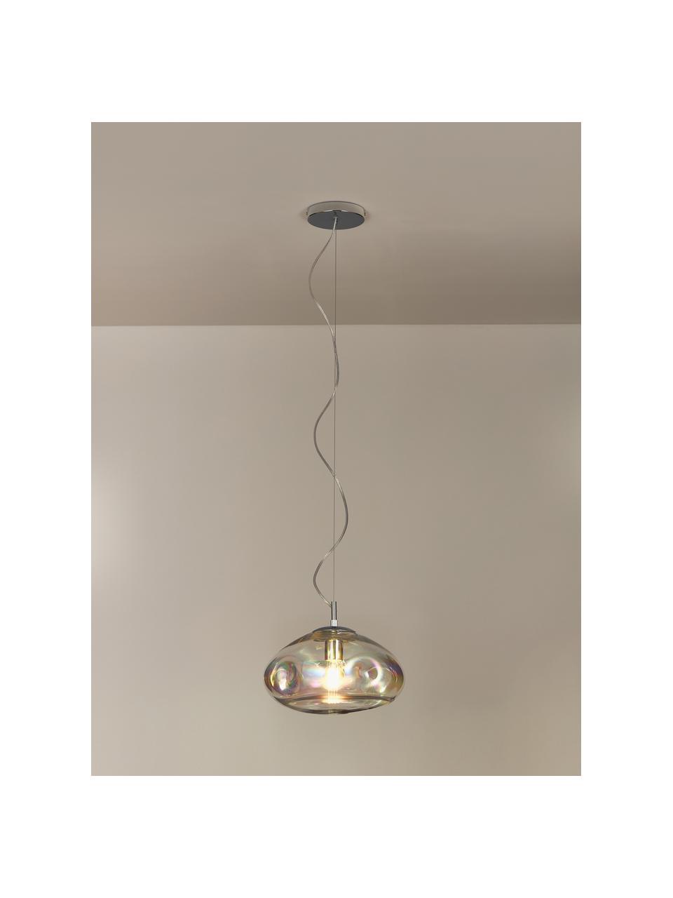 Lampa wisząca ze szkła Amora, Opalizujący, chrom, Ø 35 x W 20 cm