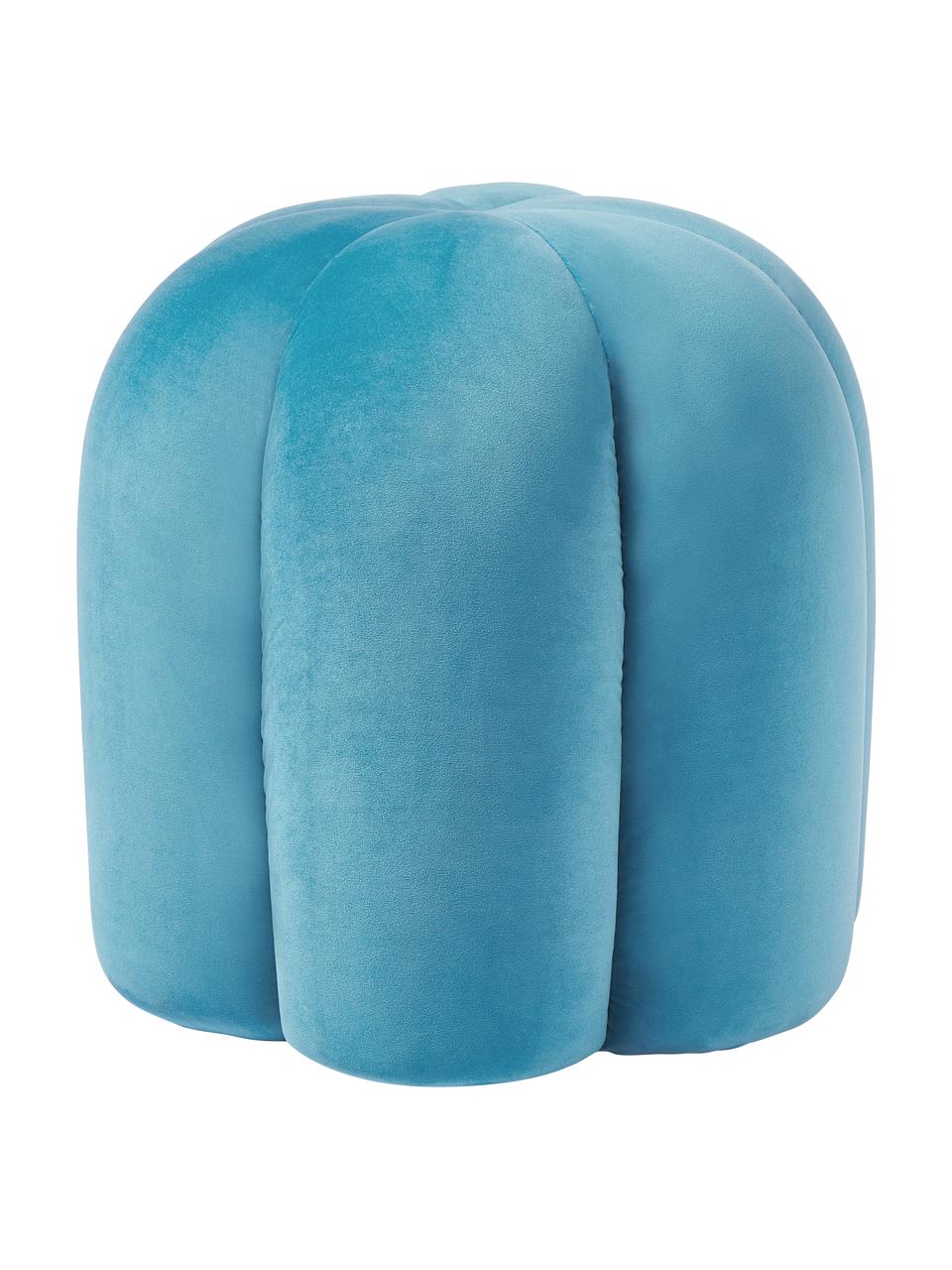 Samt-Hocker Cali, Bezug: Polyestersamt, Samt Blau, Ø 46 x H 44 cm