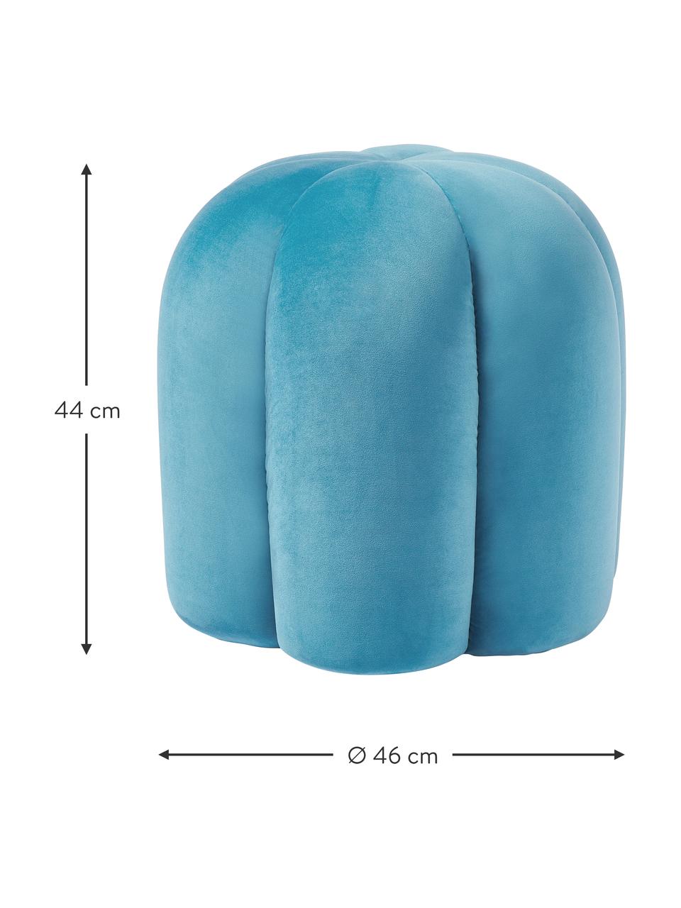 Fluwelen poef Cali, Bekleding: polyester fluweel, Fluweel blauw, Ø 46 x H 44 cm