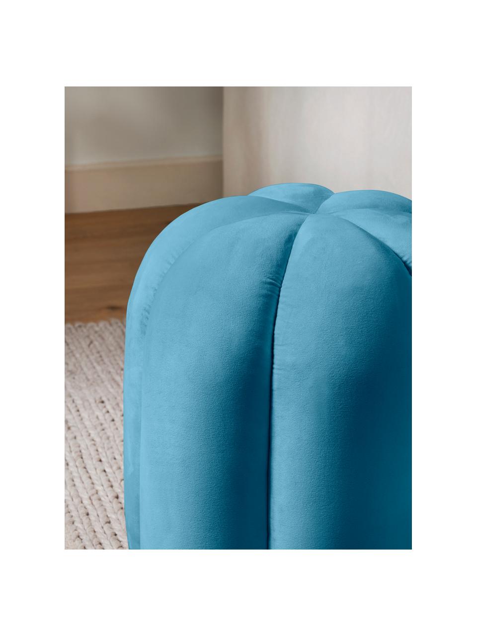Samt-Hocker Cali, Bezug: Polyestersamt, Samt Blau, Ø 46 x H 44 cm