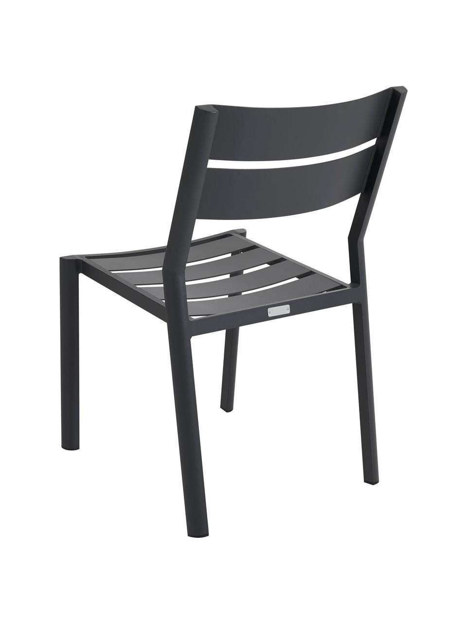 Chaise de jardin empilable Delia, Aluminium, revêtement par poudre, Anthracite, larg. 48 x prof. 55 cm