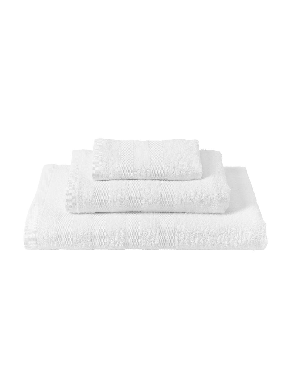 Set de toallas de algodón Camila, 3 uds., Blanco, Set de diferentes tamaños
