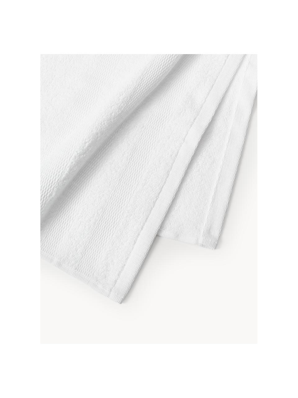 Lot de serviettes de bain Camila, 3 élém., Blanc, 3 éléments (1 serviette invité, 1 serviette de toilette et 1 drap de bain)