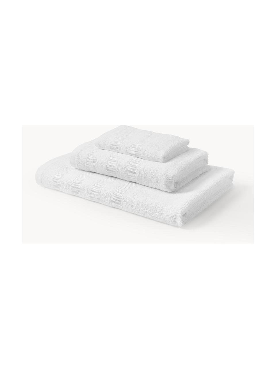 Set de toallas Camila, 3 uds., Blanco, Set de 3 (toalla tocador, toalla lavabo y toalla ducha)