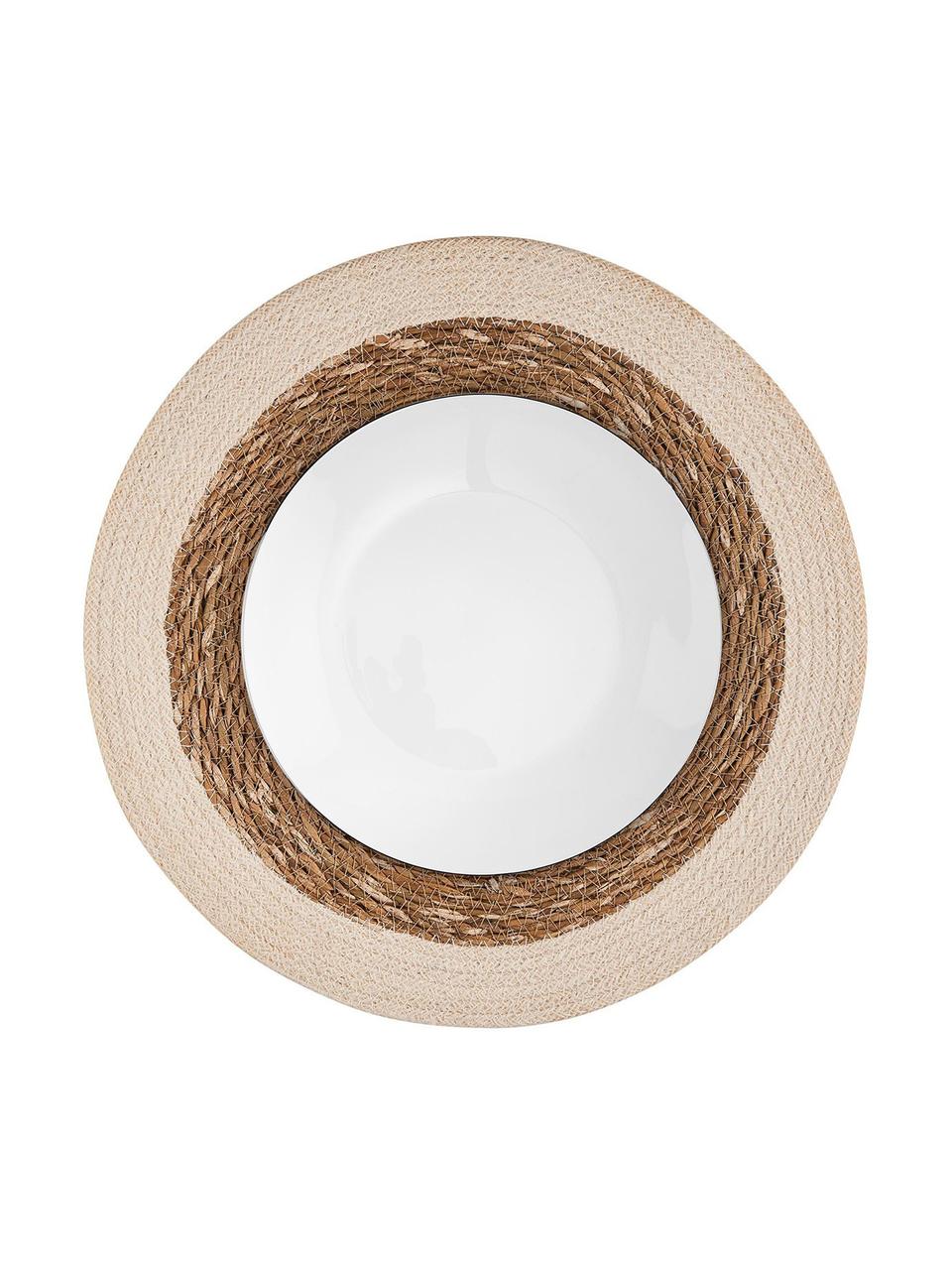 Okrągła podkładka z trawy morskiej Sauvage, 2 szt., Trawa morska, juta, Beżowy, biały, Ø 38 cm