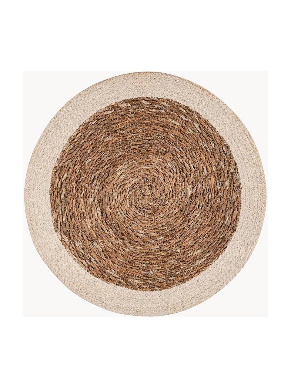 Ronde placemats van zeegras Sauvage, 2 stuks, Zeegras, jute, Beige, crèmewit, Ø 38 cm