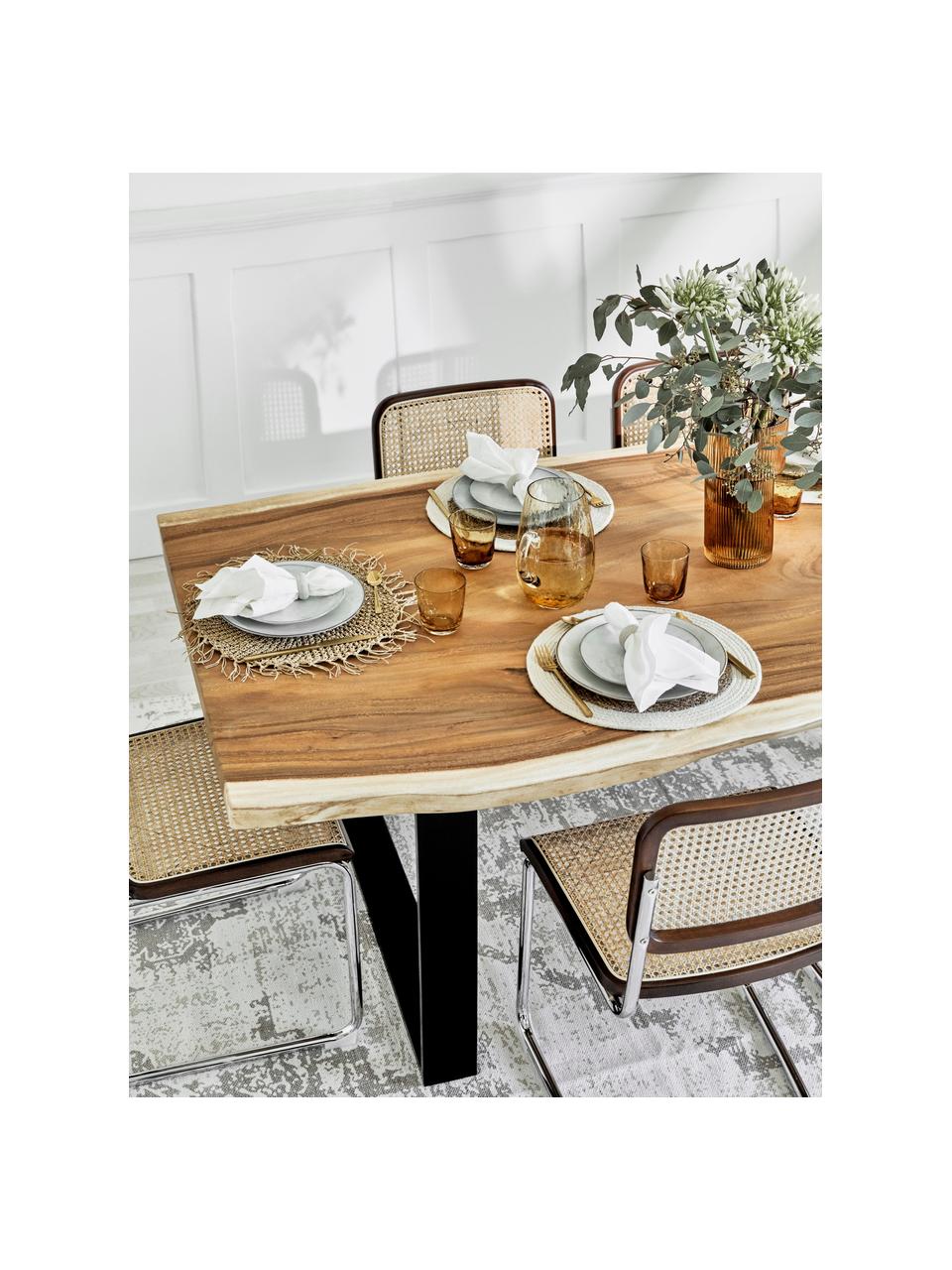 Sets de table ronds en jonc de mer Sauvage, 2 pièces, Jonc de mer, jute, Beige, blanc crème, Ø 38 cm