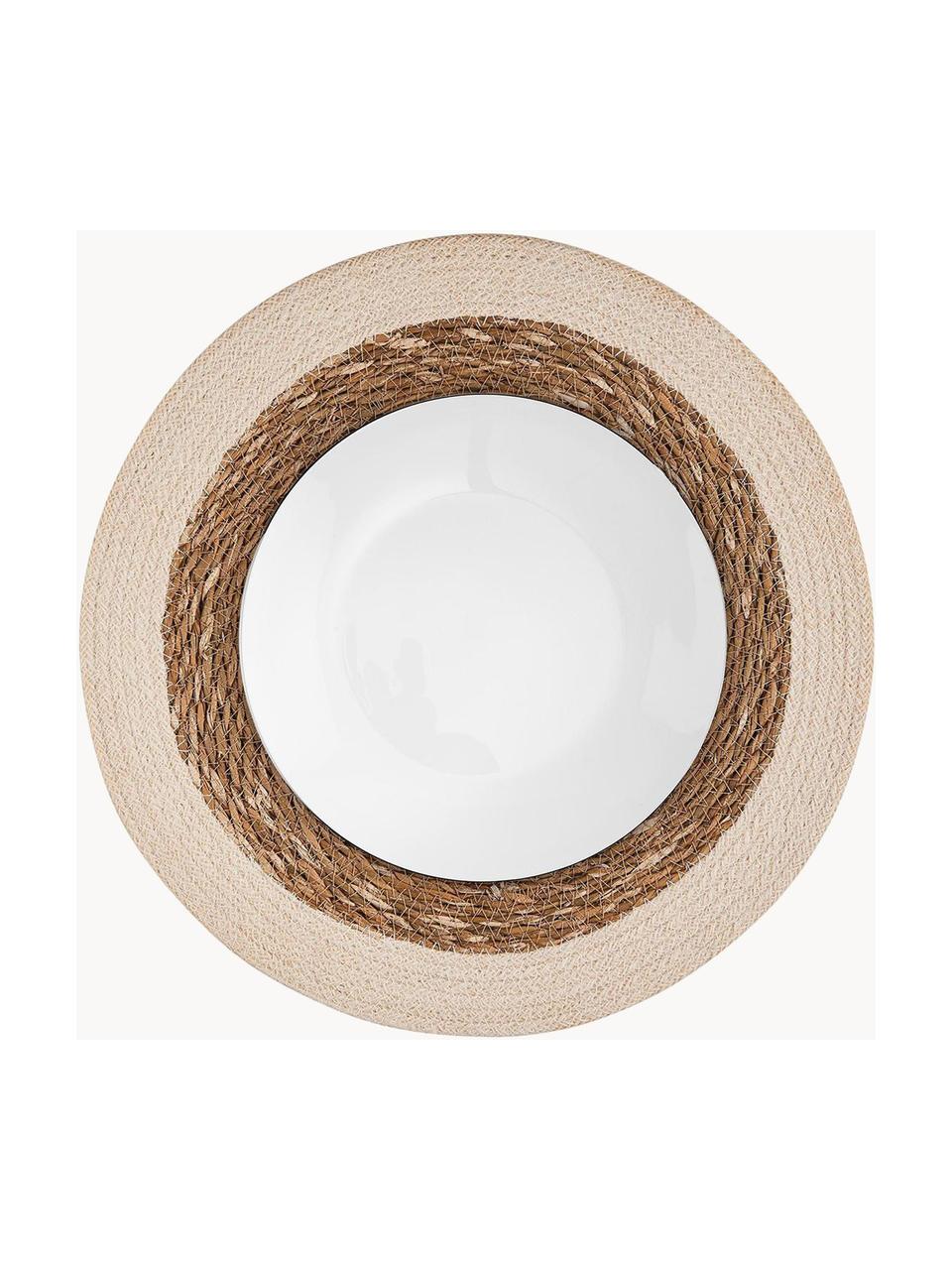 Ronde placemats van zeegras Sauvage, 2 stuks, Zeegras, jute, Beige, crèmewit, Ø 38 cm