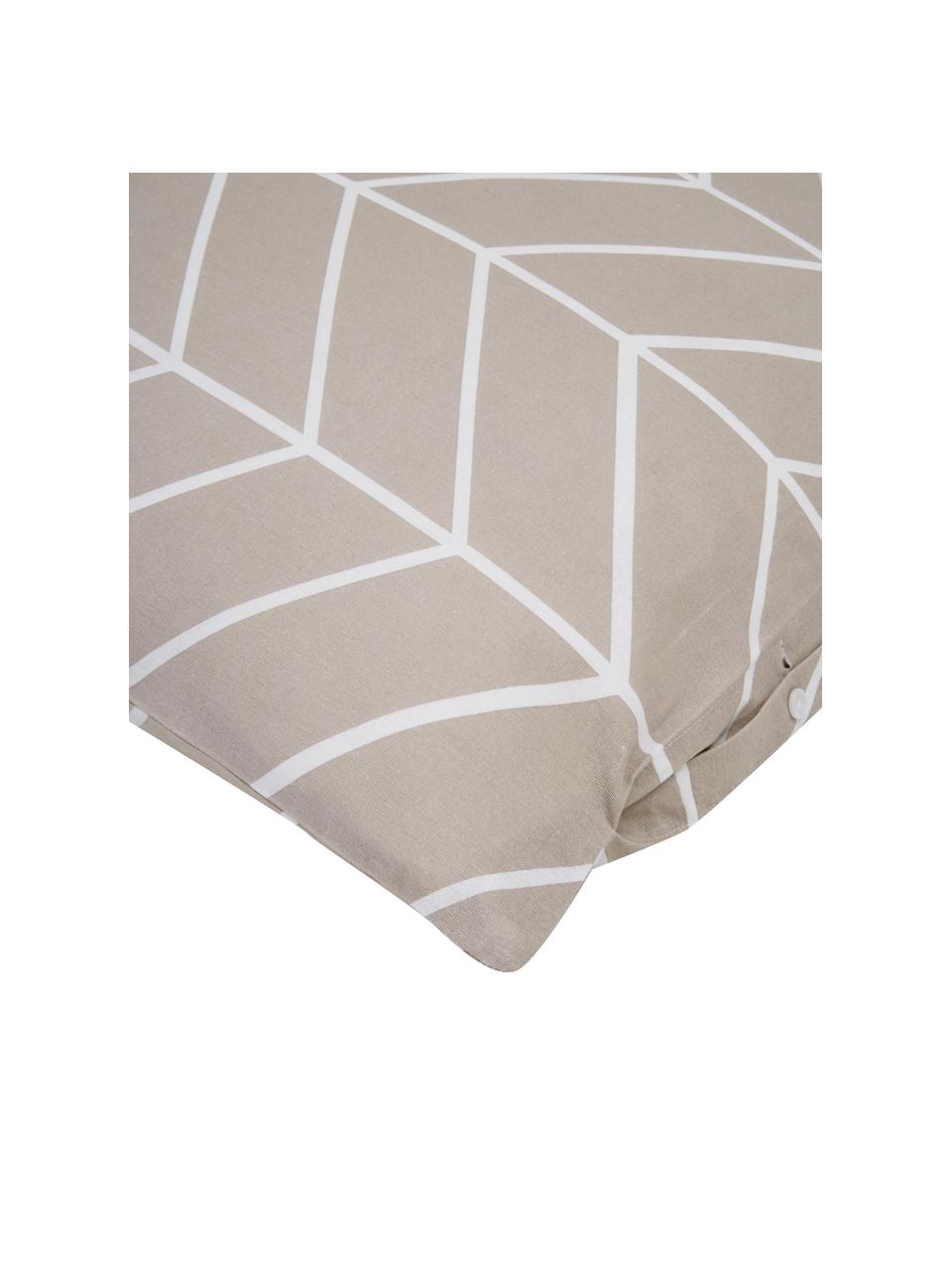 Flanell-Kopfkissenbezüge Yule mit grafischem Muster, 2 Stück, Webart: Flanell Flanell ist ein k, Taupe, Weiß, B 40 x L 80 cm
