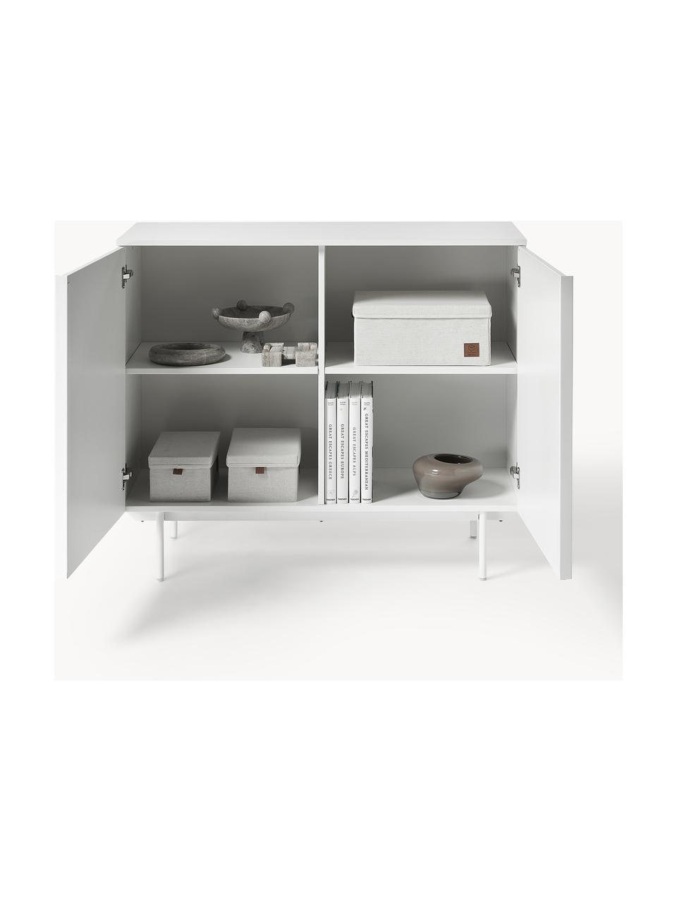 Credenza alta in legno Elona, Bianco, Larg. 100 x Alt. 120 cm