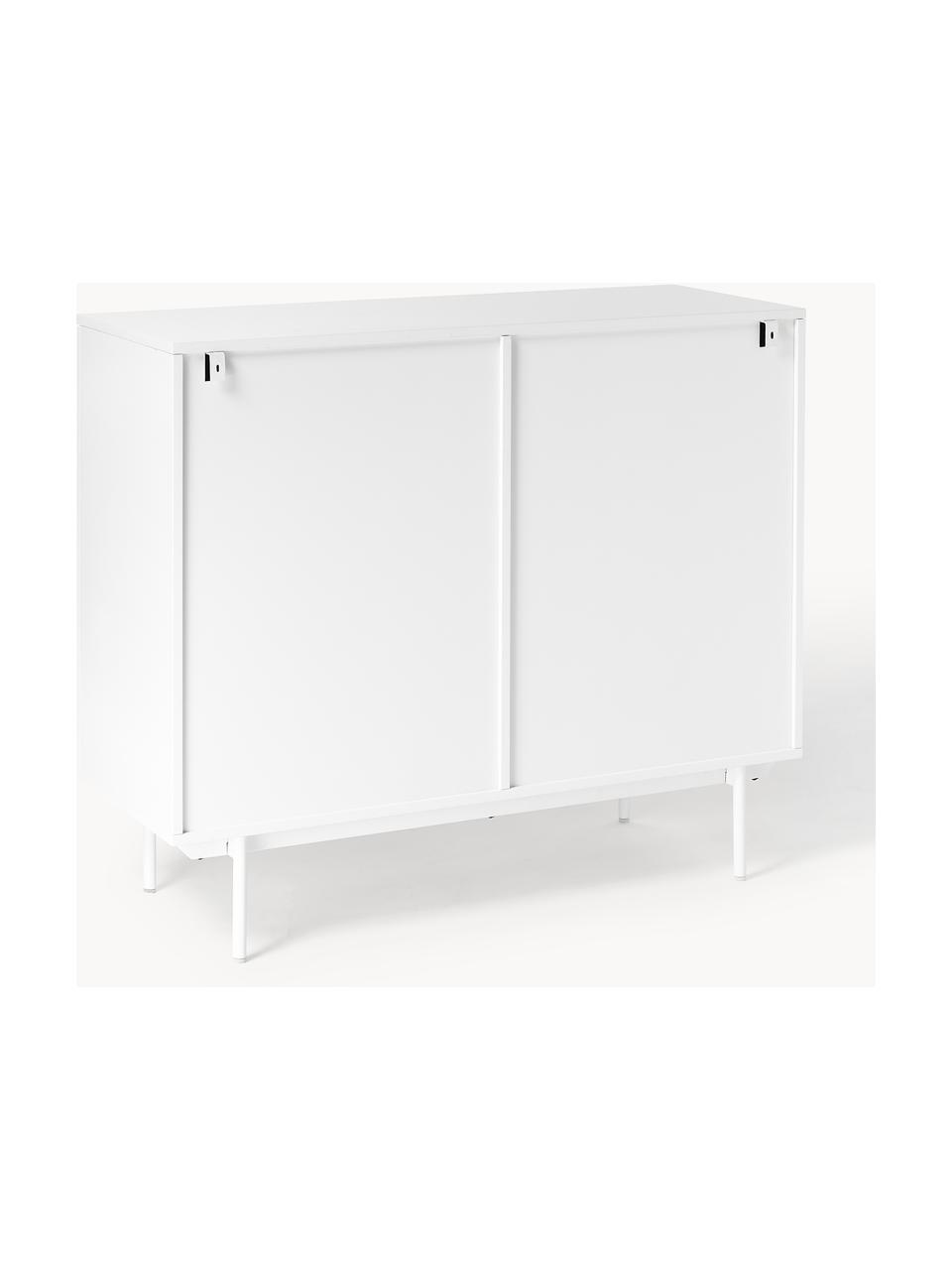 Credenza alta in legno Elona, Bianco, Larg. 100 x Alt. 120 cm