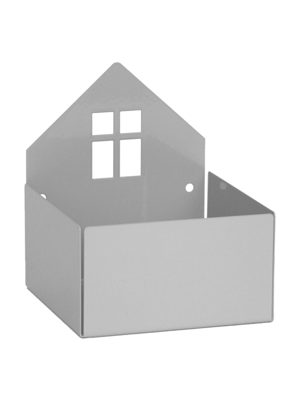 Aufbewahrungsbox Town House, Metall, pulverbeschichtet, Grau, B 11 x H 13 cm