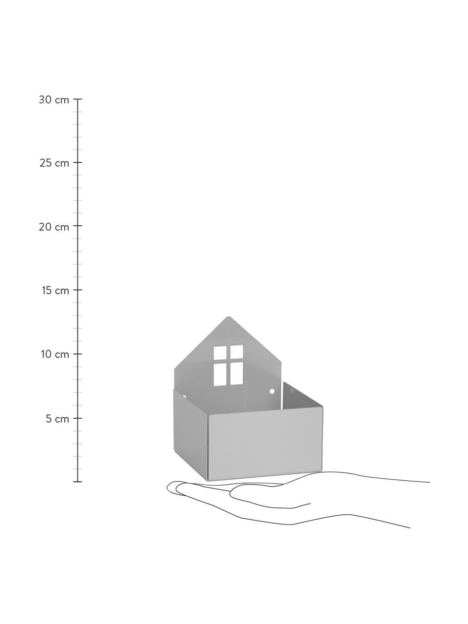 Aufbewahrungsbox Town House, Metall, pulverbeschichtet, Grau, B 11 x H 13 cm