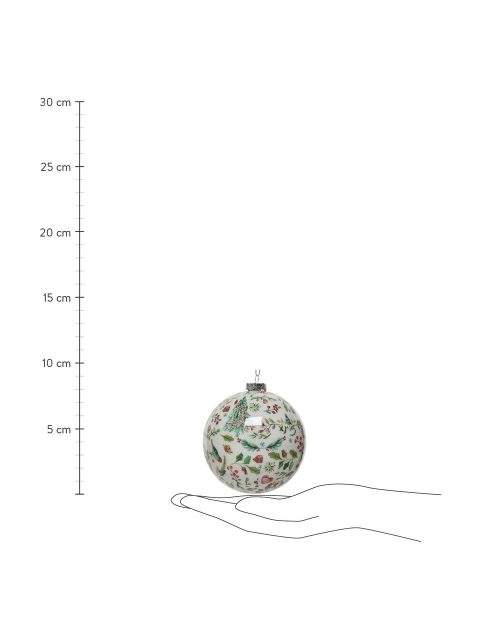Breukvaste kerstballen Mistle Ø 8 cm, 4 stuks, Wit, groen, rood, Ø 8 cm