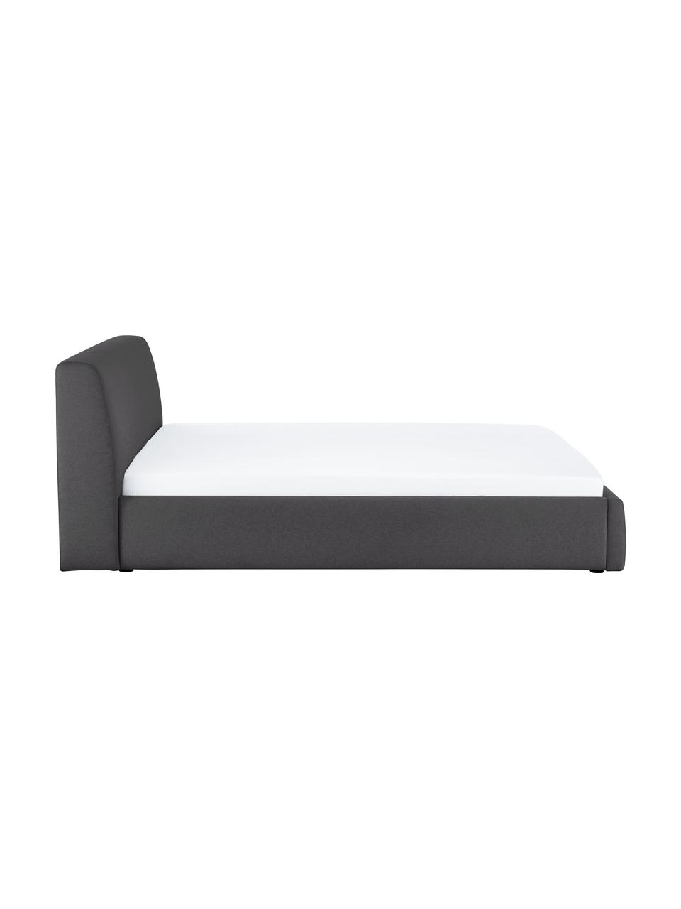 Cama tapizada Cloud, Tapizado: tejido finamente texturiz, Estructura: madera maciza de pino con, Tejido gris antracita, An 140 x L 200 cm
