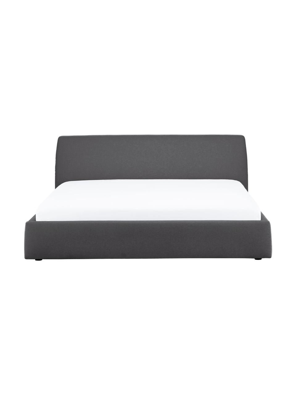 Cama tapizada Cloud, Tapizado: tejido finamente texturiz, Estructura: madera maciza de pino con, Tejido gris antracita, An 140 x L 200 cm