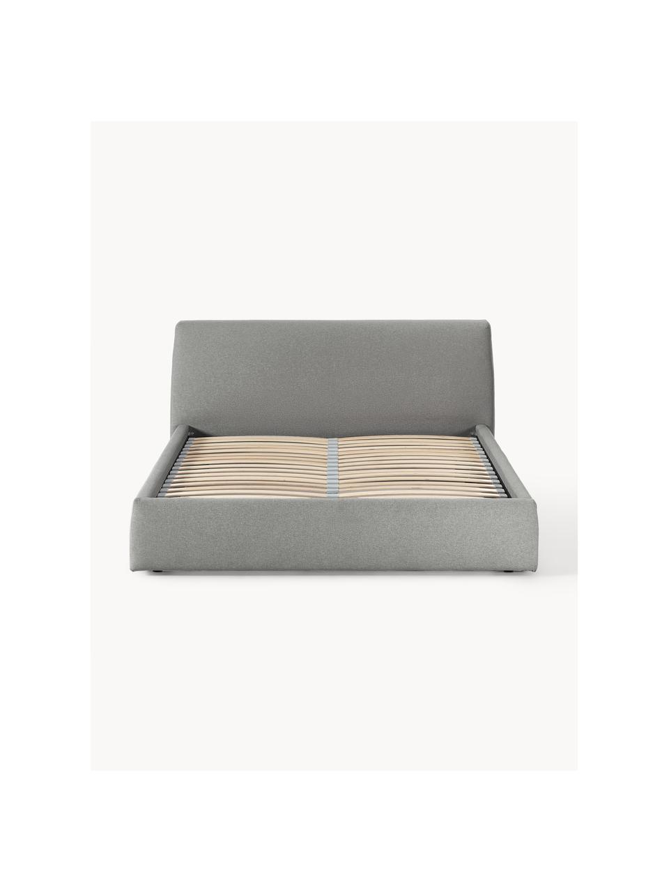 Letto imbottito Cloud, Rivestimento: tessuto finemente struttu, Piedini: legno laccato Questo prod, Tessuto antracite, Larg. 140 x Lung. 200 cm