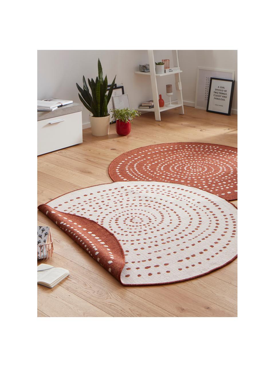 Tapis intérieur extérieur rond, réversible Bali, Terre cuite, couleur crème