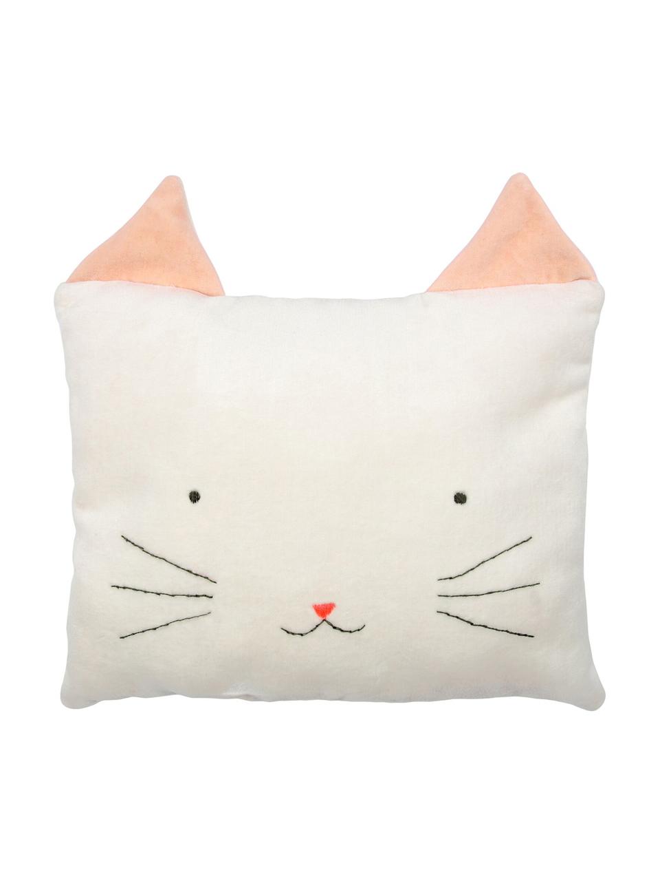 Cuscino soffice gatto Cat, Rivestimento: velluto di cotone, Bianco latteo, rosa, nero, Larg. 30 x Alt. 30 cm