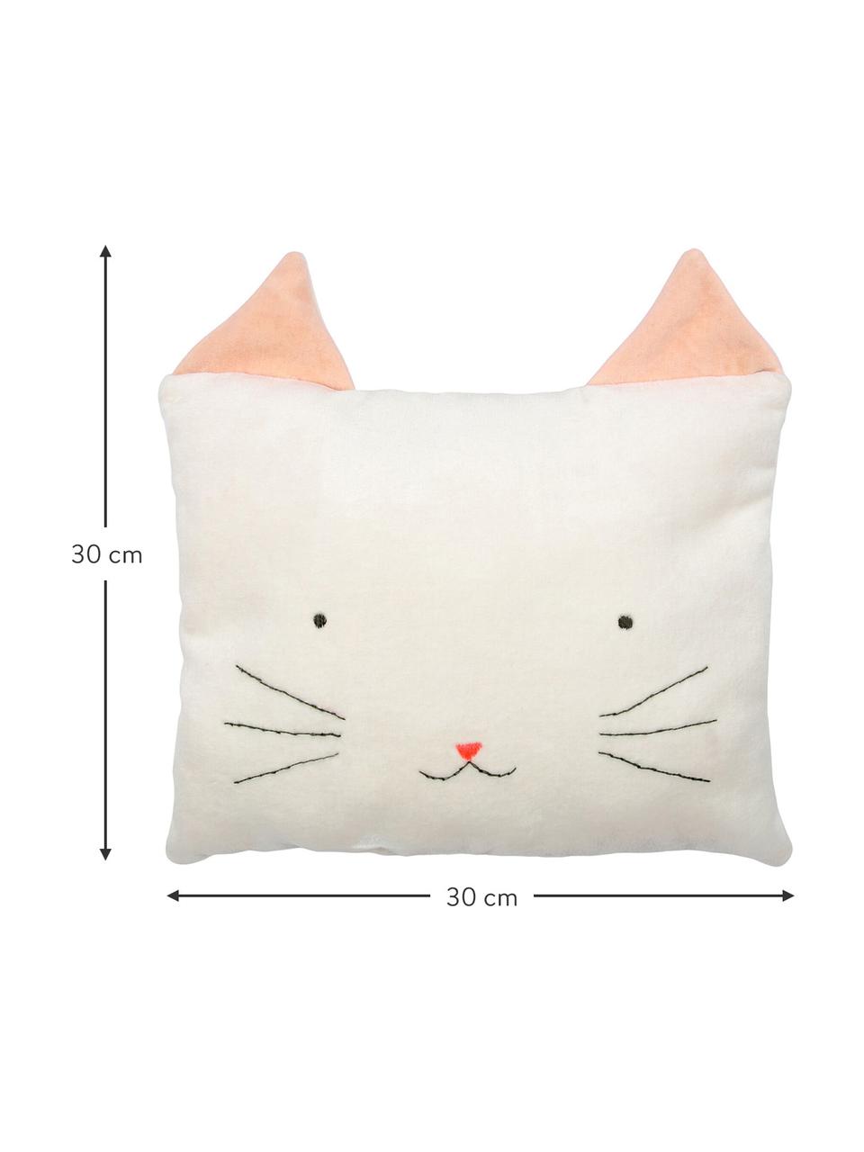 Poduszka do przytulania Cat, Tapicerka: aksamit bawełniany, Złamana biel, blady różowy, czarny, S 30 x W 30 cm