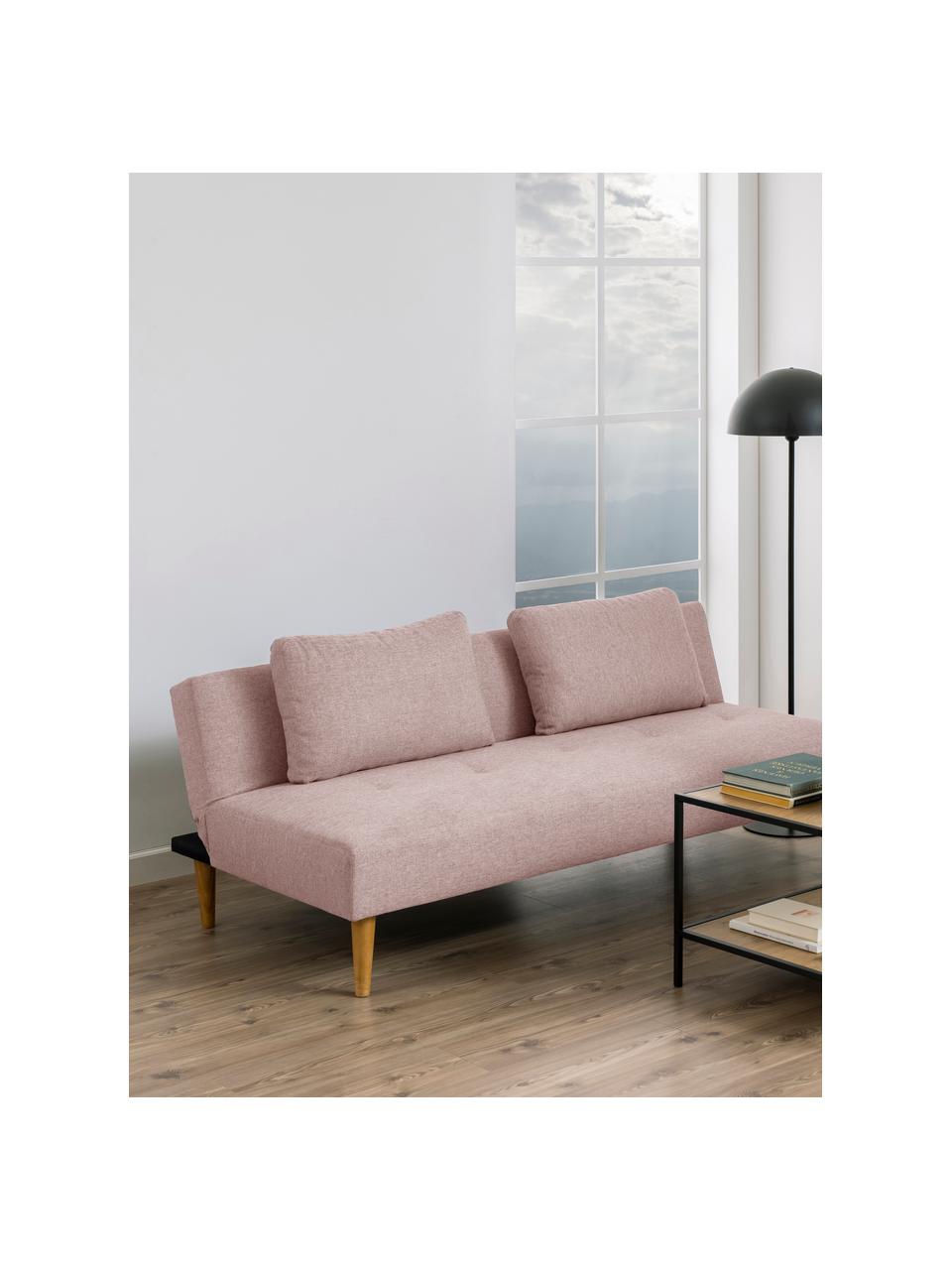 Divano letto 2 posti in tessuto rosa Lucca, Rivestimento: 100% poliestere Il rivest, Piedini: legno di albero della gom, Rosa, Larg. 180 x Prof. 86 cm