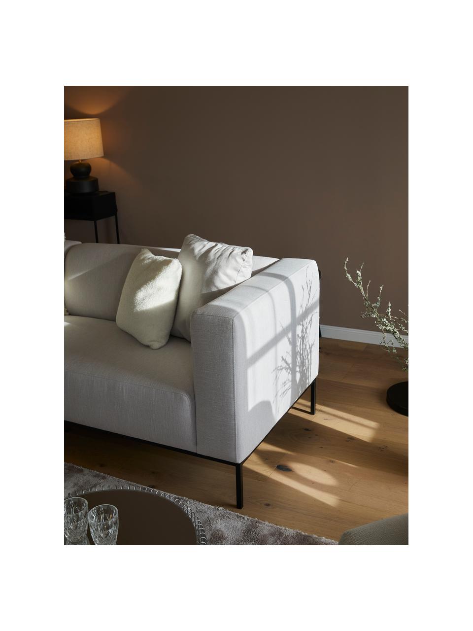 Sofa Carrie (3-Sitzer) mit Metall-Füßen, Bezug: Polyester 50.000 Scheuert, Gestell: Spanholz, Hartfaserplatte, Füße: Metall, lackiert, Webstoff Grau, B 202 x T 86 cm