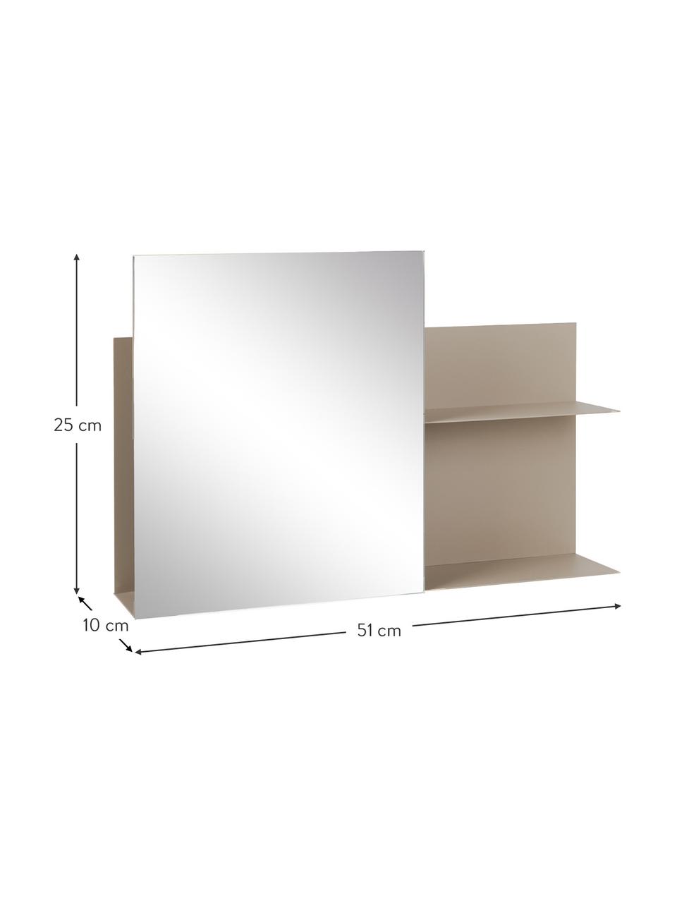 Étagère murale métal avec miroir Svante, Beige