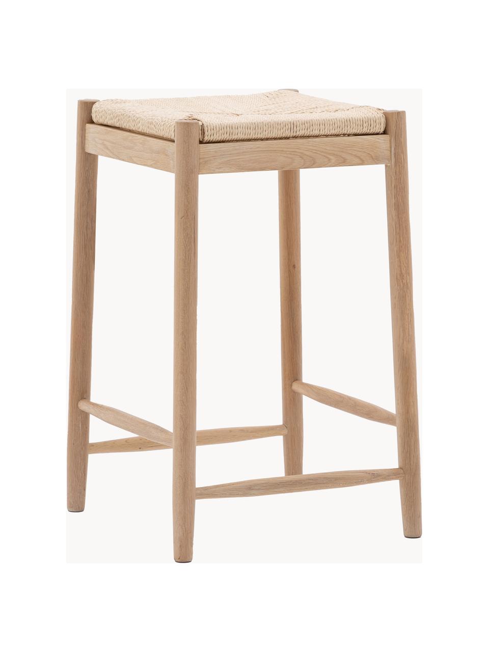 Tabouret en bois avec jonc tressé à la main Eton, Bois de hêtre, beige clair, larg. 44 x prof. 65 cm