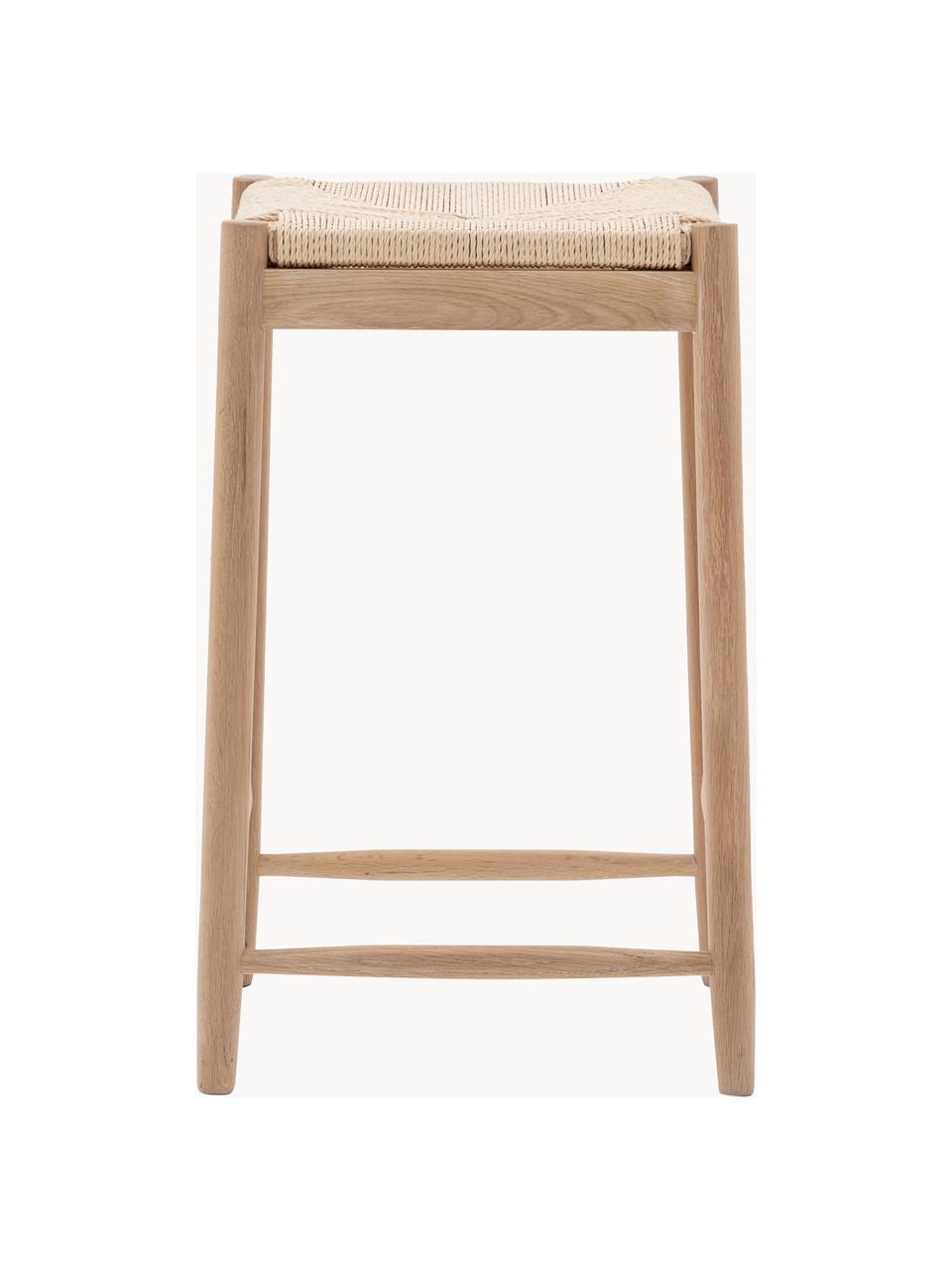 Sgabello in legno con giunchi intrecciati a mano Eton, Struttura: legno di faggio, Seduta: intreccio di giunco, Legno di faggio, beige chiaro, Larg. 44 x Lung. 65 cm