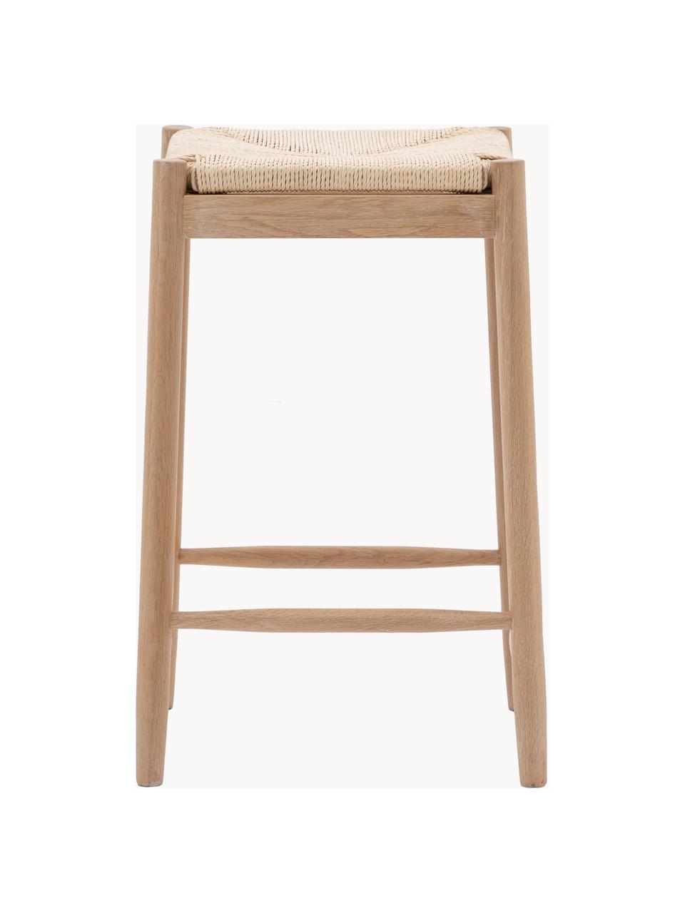 Tabouret en bois avec jonc tressé à la main Eton, Bois de hêtre, beige clair, larg. 44 x prof. 65 cm