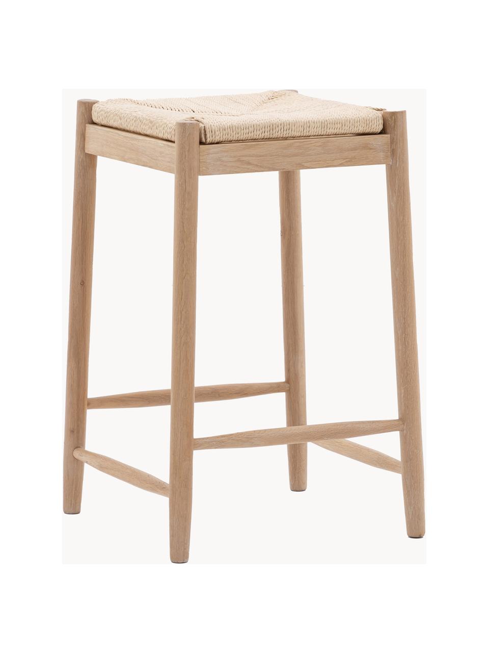 Tabouret en bois avec jonc tressé à la main Eton, Bois de hêtre, beige clair, larg. 44 x prof. 65 cm