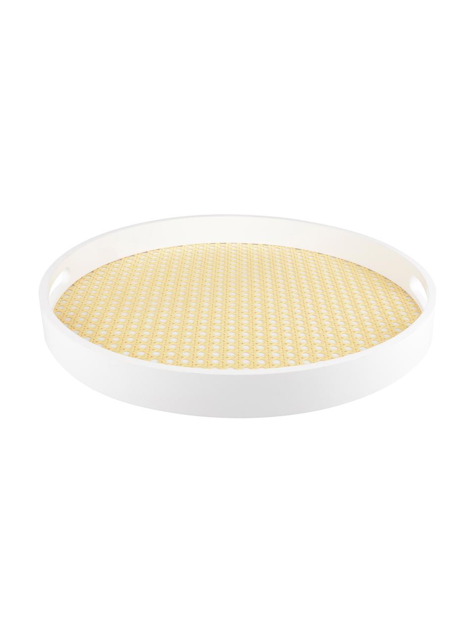 Vassoio decorativo Cirklar, Pannello di fibra a media densità, vimini, Bianco, beige, Ø 39 cm