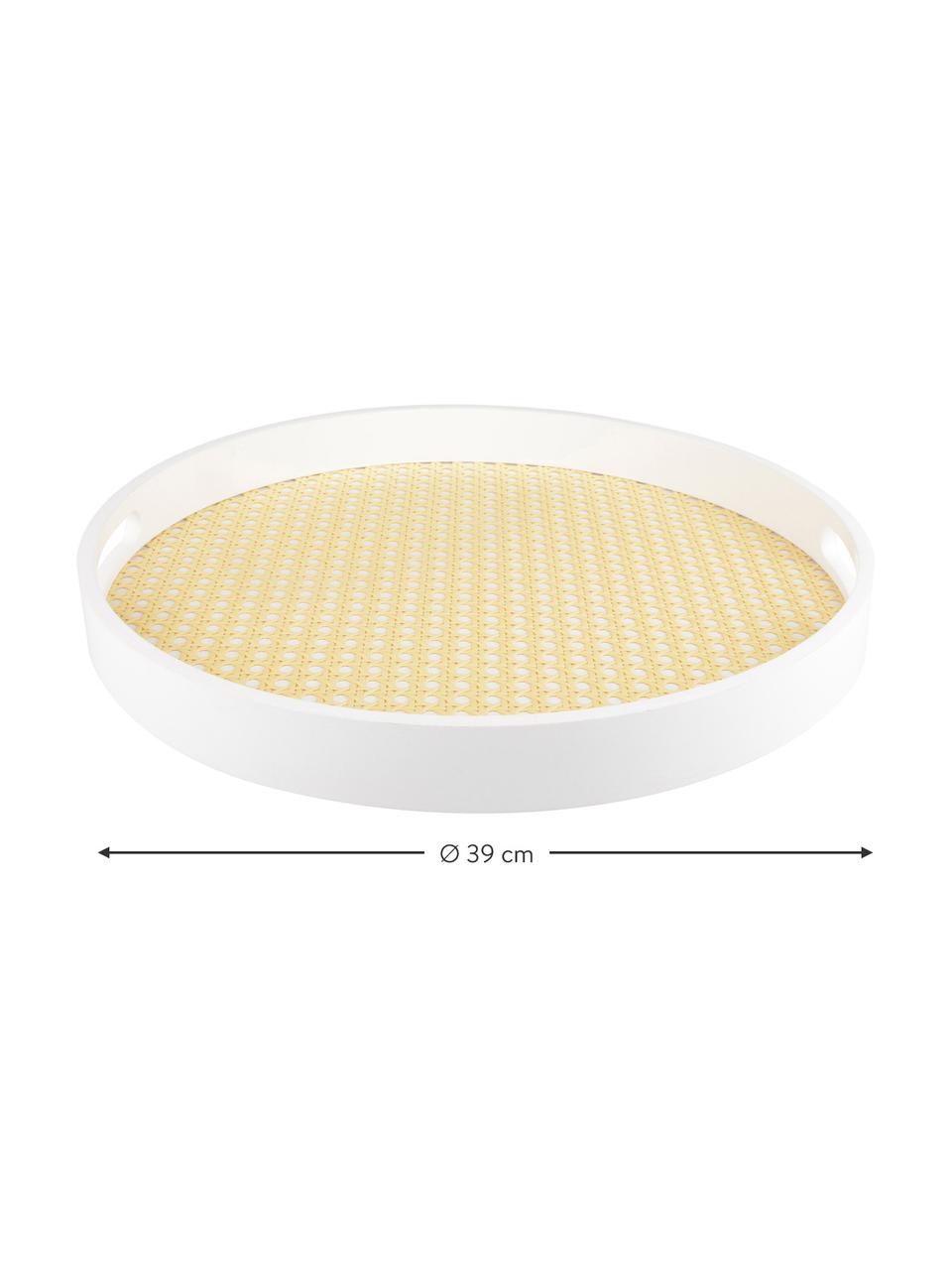 Vassoio decorativo Cirklar, Pannello di fibra a media densità, vimini, Bianco, beige, Ø 39 cm