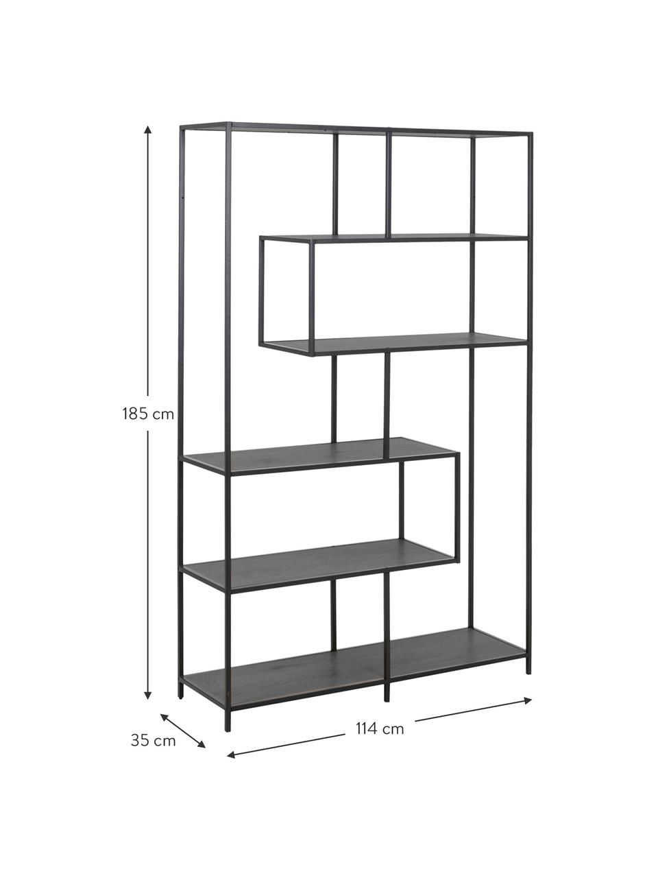 Regal Seaford, Gestell: Metall, pulverbeschichtet, Schwarz, B 114 x H 185 cm