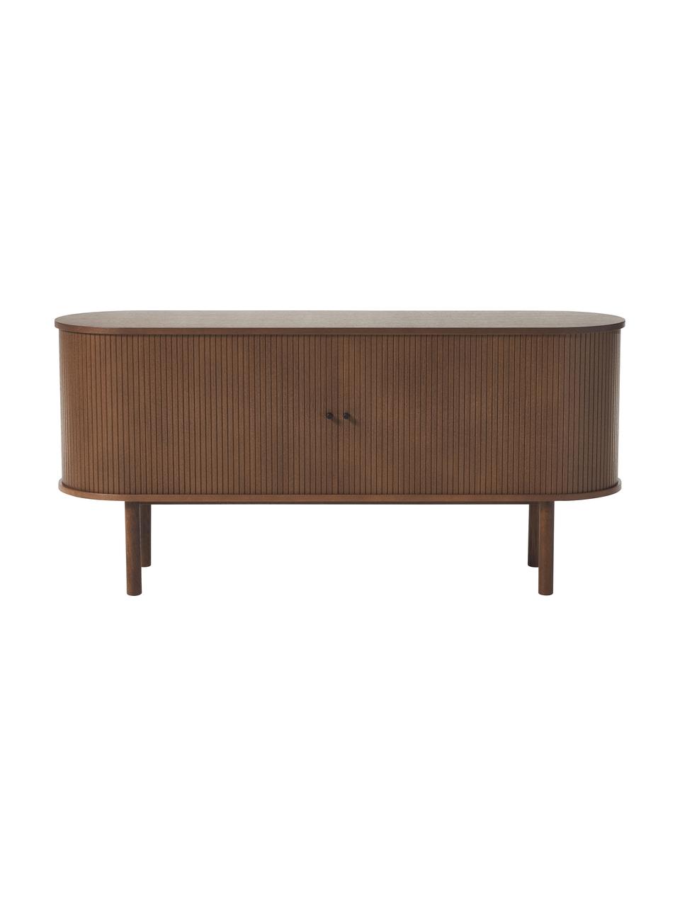 Komoda s drážkovanou prednou časťou Calary, Vzhľad orechového dreva, Š 160 x V 75 cm