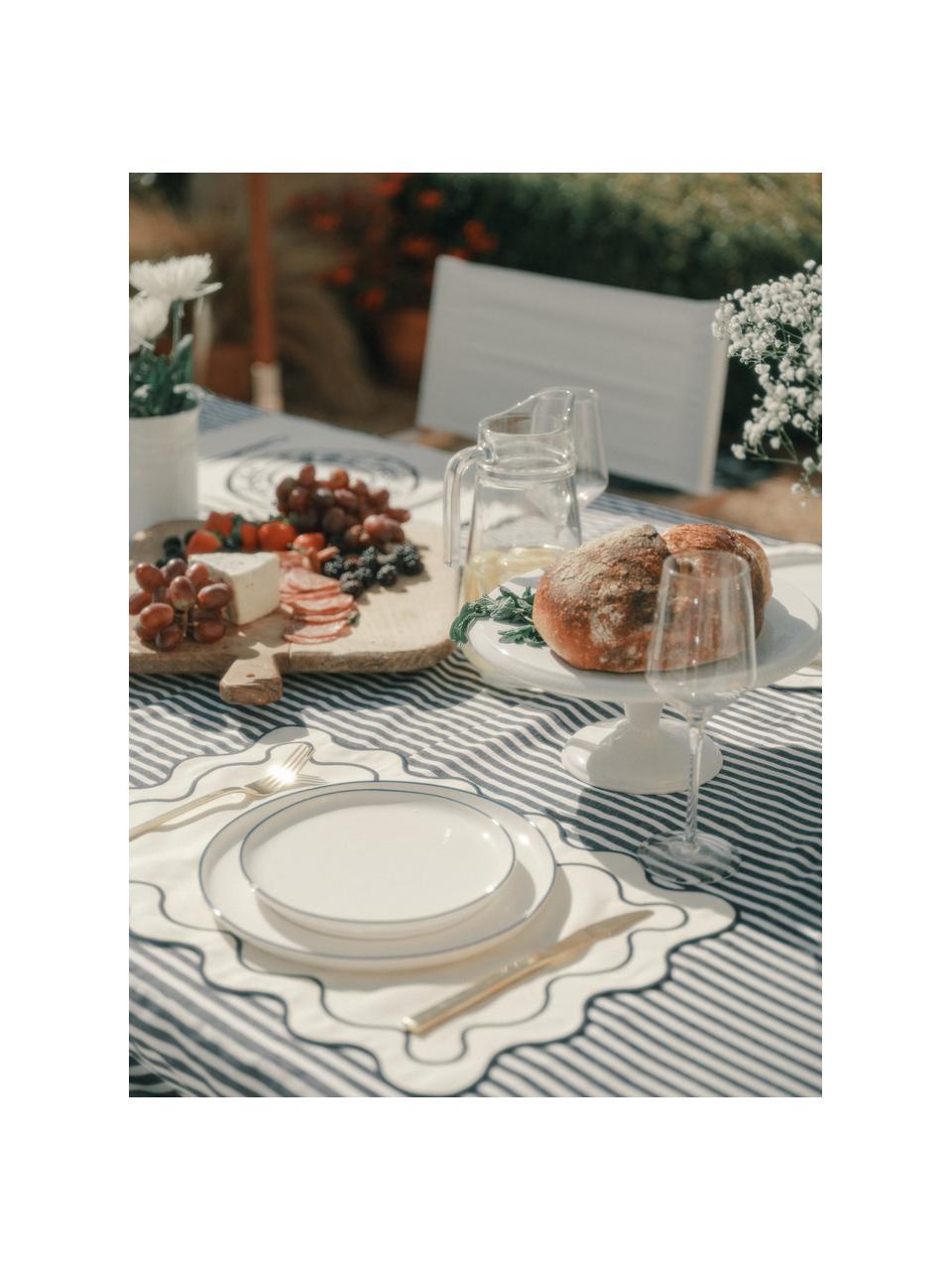 Tischsets Wave, 4er-Set, 65 % Polyester, 35 % Baumwolle, Dunkelblau, Cremeweiß, B 35 x L 50 cm