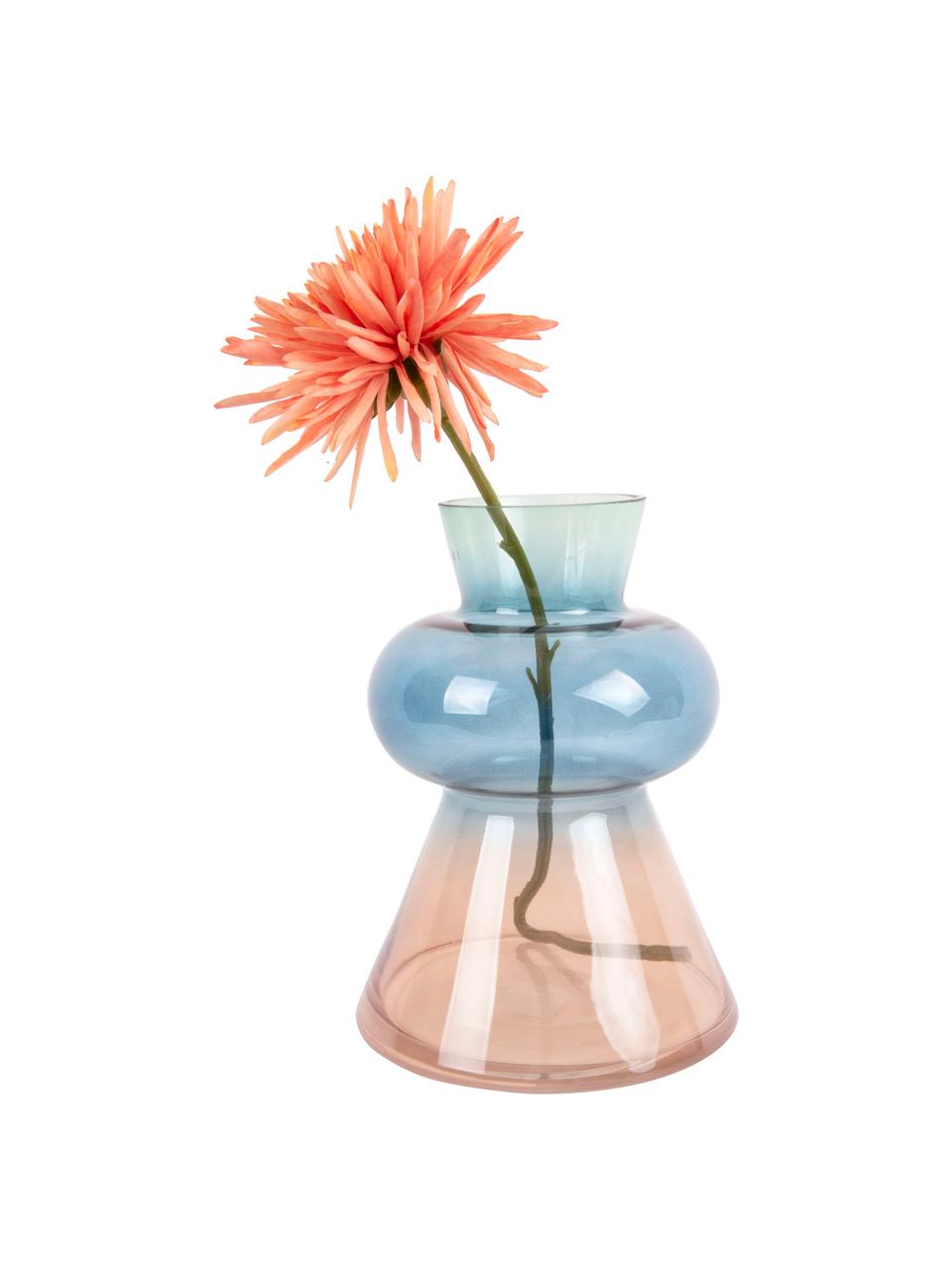 Vaso di design in vetro soffiato Winter Dream, Vetro, Marrone, blu, verde, Ø 17 x Alt. 23 cm