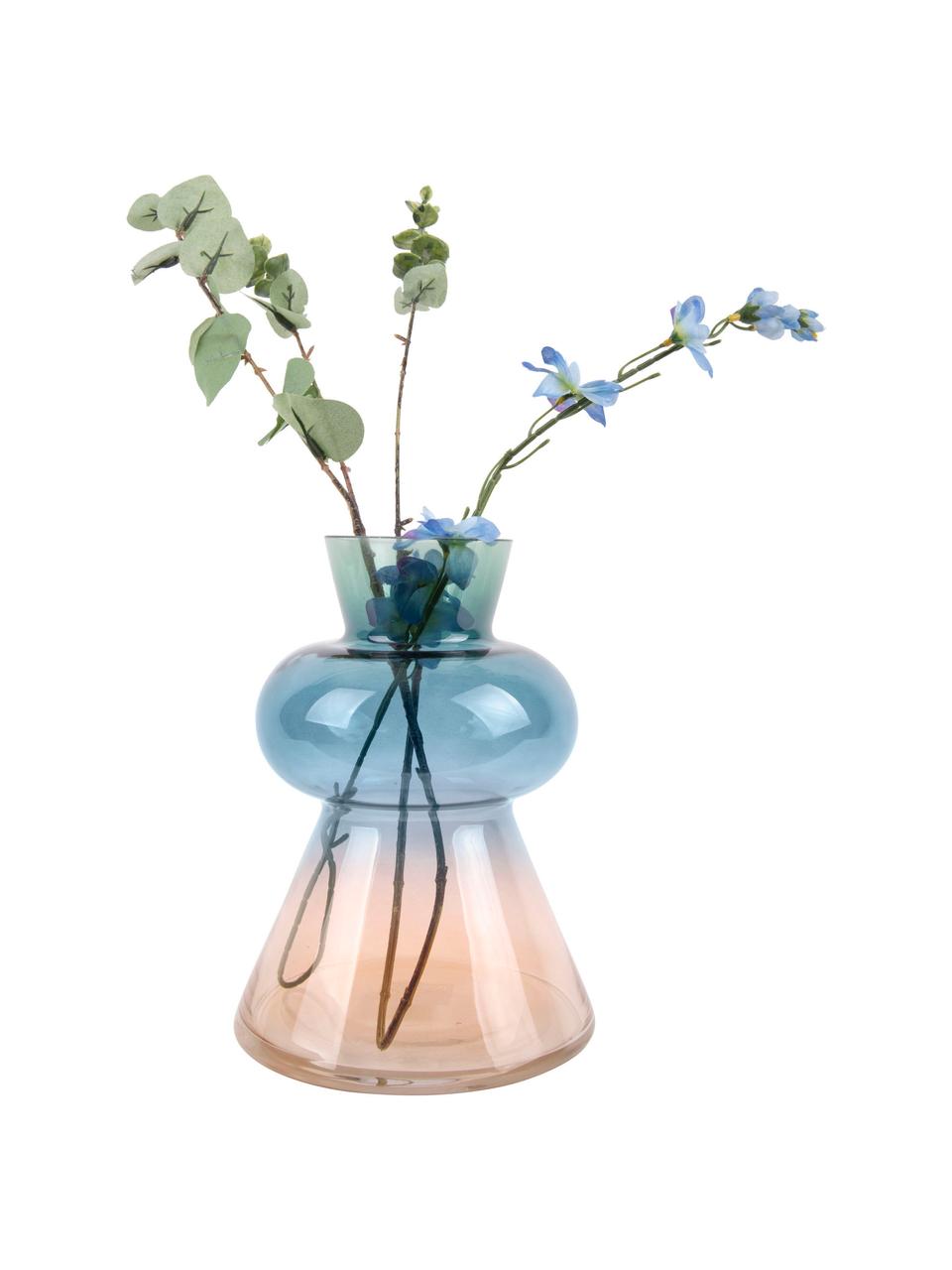 Vase en verre soufflé Winter Dream, Brun, bleu, vert