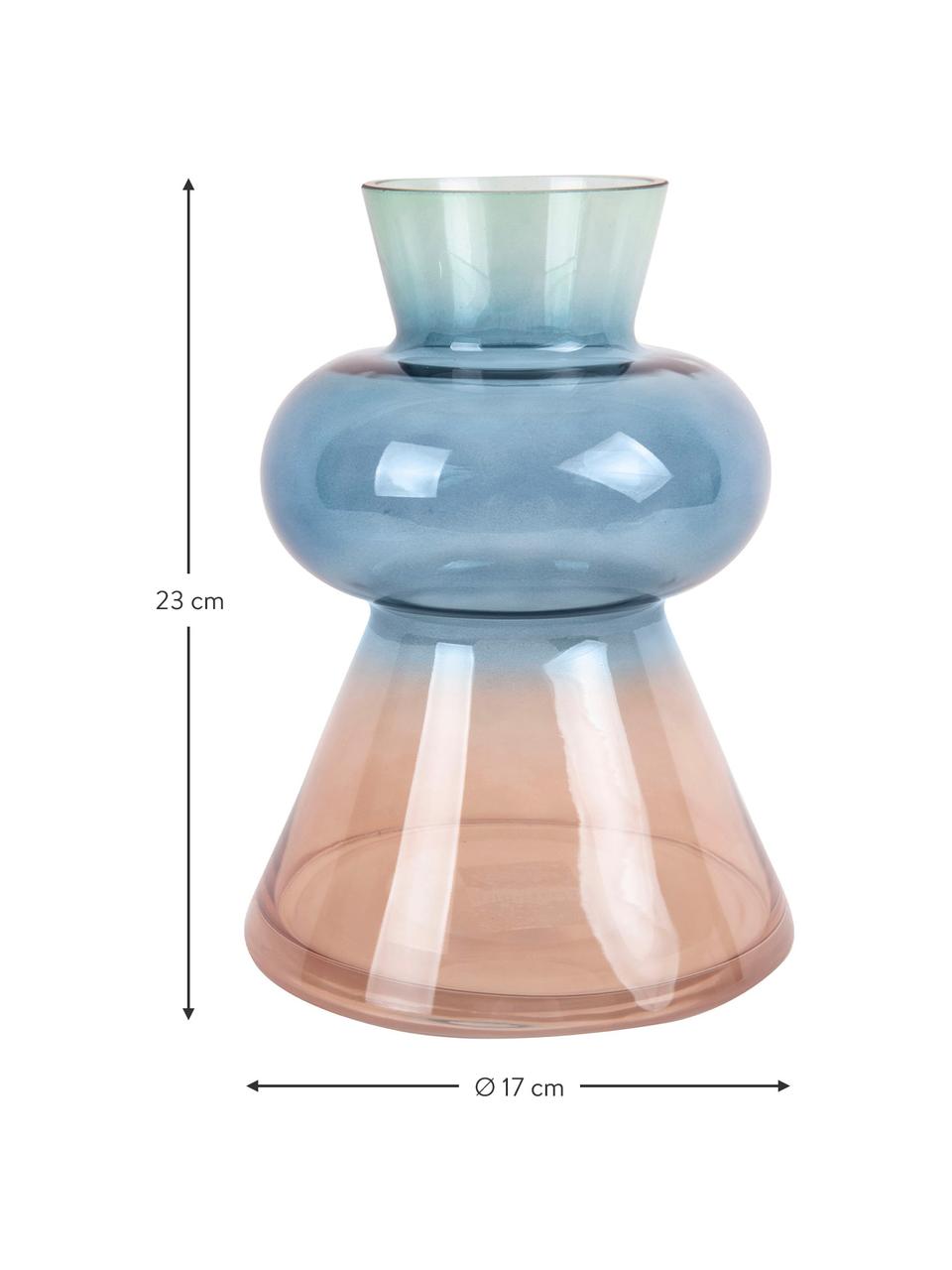 Vaso di design in vetro soffiato Winter Dream, Vetro, Marrone, blu, verde, Ø 17 x Alt. 23 cm