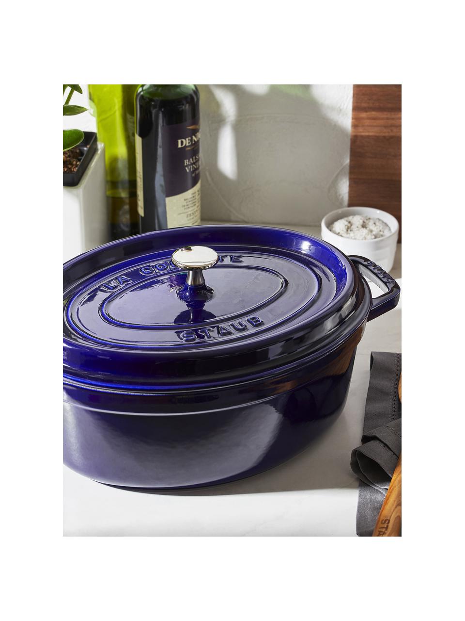 Casseruola ovale in ghisa La Cocotte, Ghisa smaltata, Blu elettrico, argentato, Larg. 38 x Alt. 17 cm, 5,5 l