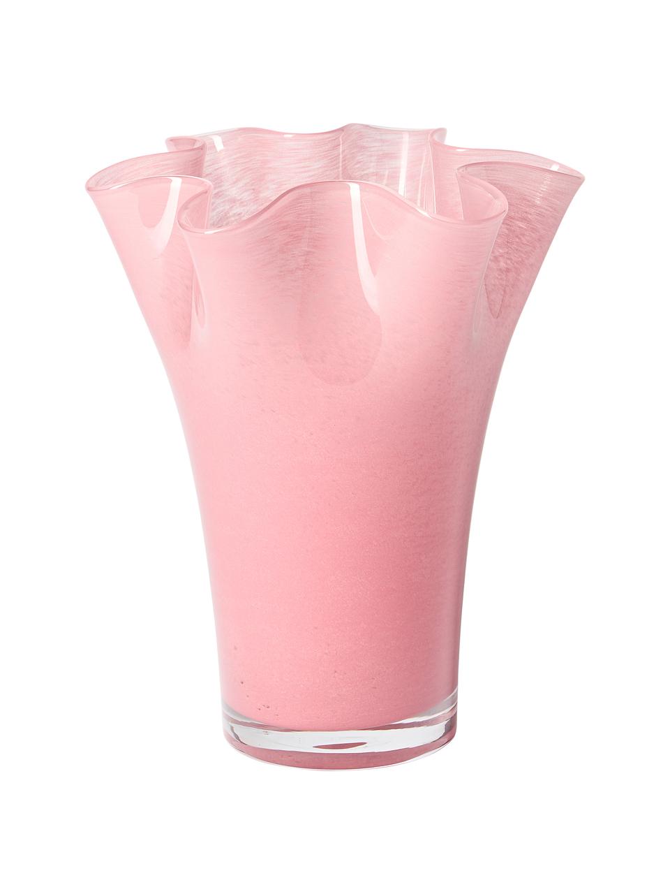 Mundgeblasene Glasvase Inaya, Glas, mundgeblasen, Rosa, Ø 21 x H 25 cm