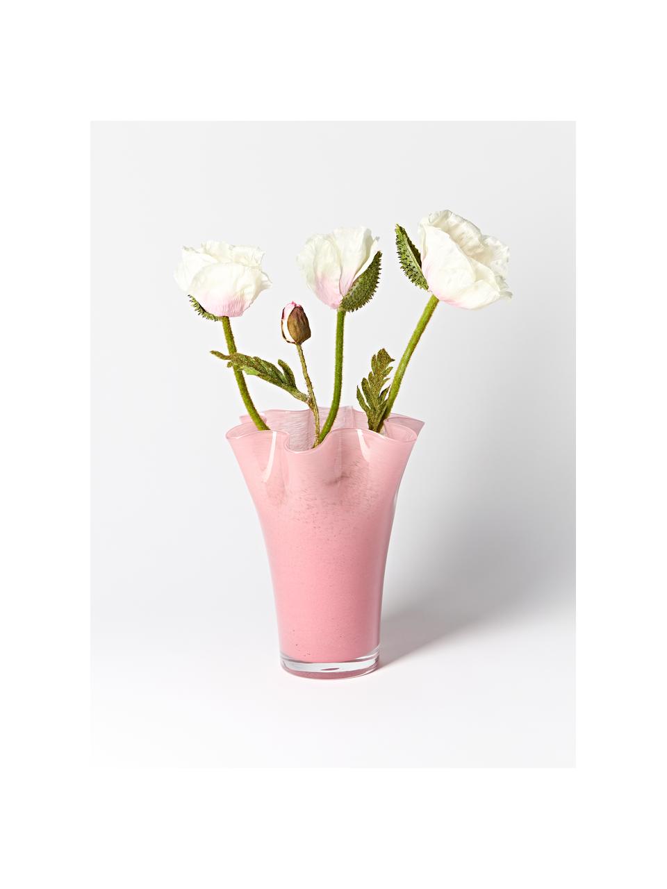 Vase en verre soufflé bouche Inaya, Verre, soufflé bouche, Vieux rose, Ø 21 x haut. 25 cm