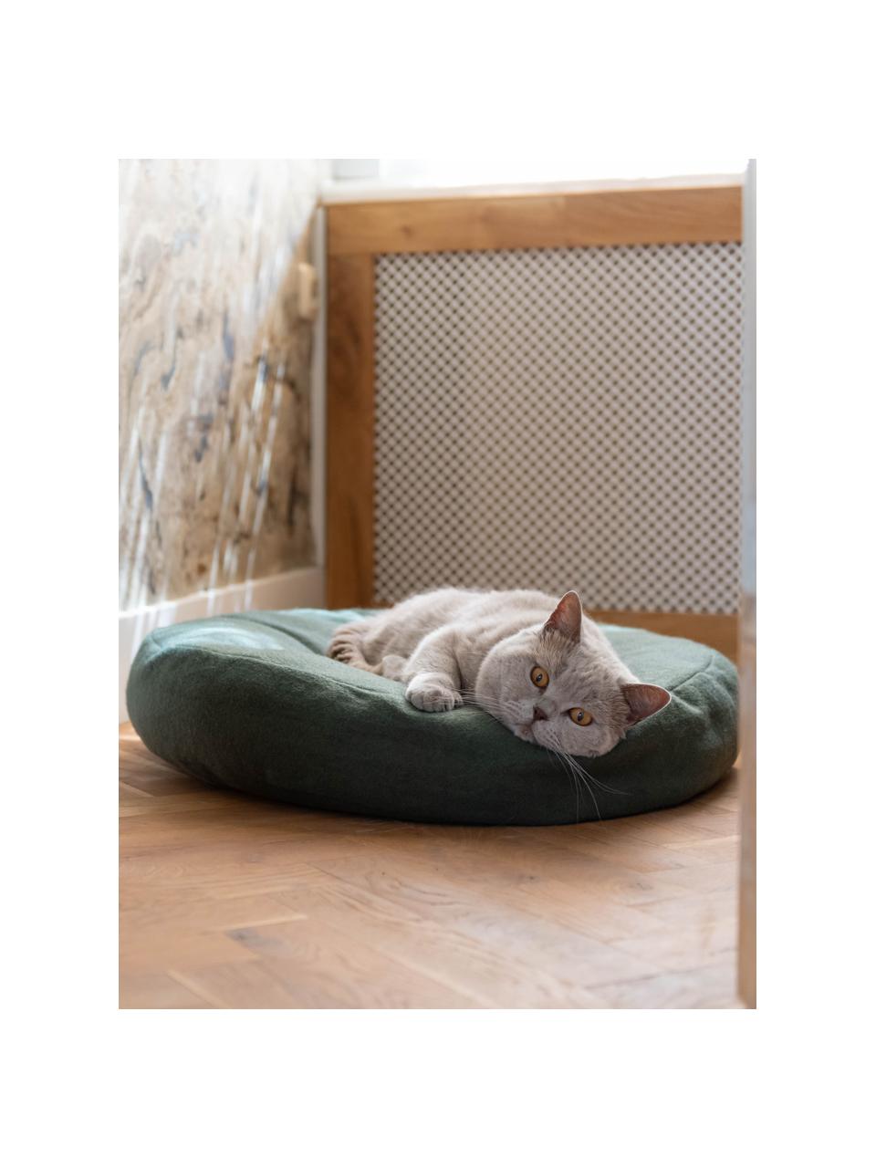 Katzenbett Donut, Bezug: 70 % Baumwolle, 15 % Poly, Dunkelgrün, Ø 60 x H 12 cm