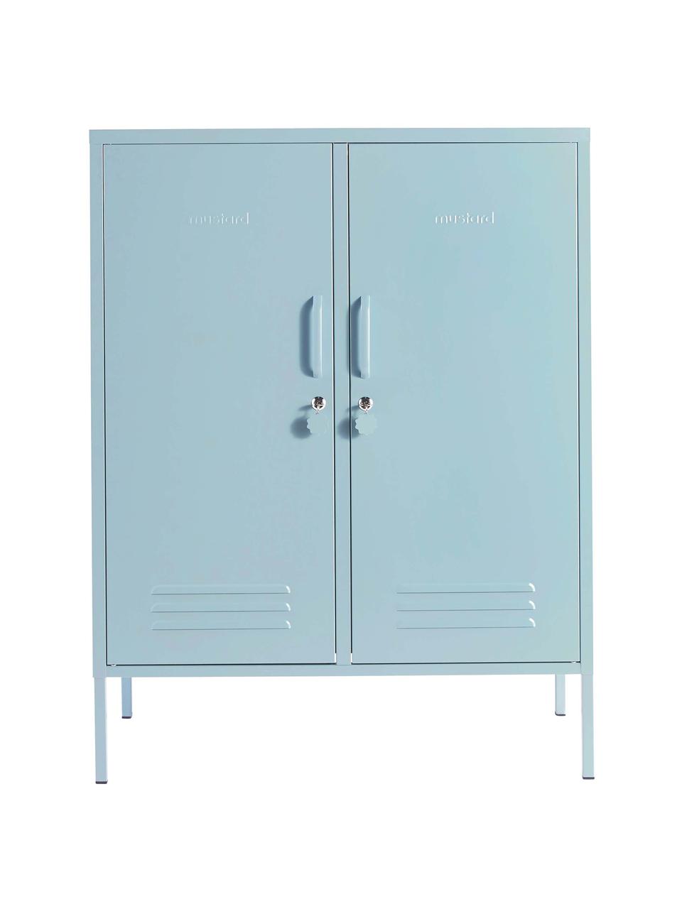 Kovová vysoká skříňka Midi, Ocel s práškovým nástřikem, Světle modrá, Š 85 cm, V 111 cm