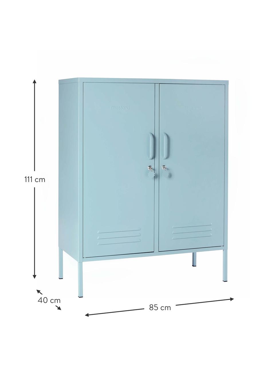 Rangement en métal Midi, Métal, enduit, Bleu ciel, larg. 85 x haut. 111 cm